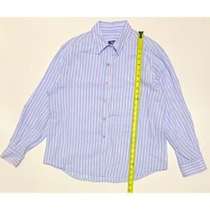 Bariloche Tinta Style Linen Cotton Striped Button Down Shirt Blue Pink ES 42